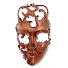 Hand Carved Mask 'Lover's Face' Wall Sculpture Hand Carved NOVICA Bali   382542511949